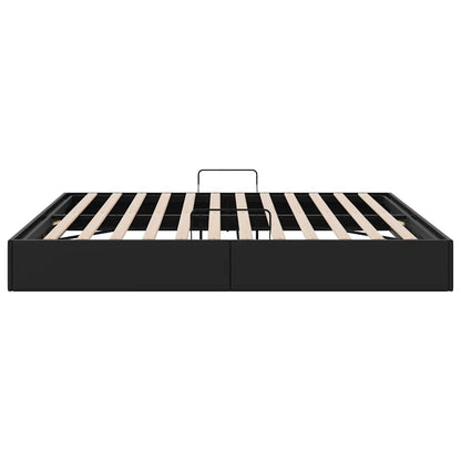 Opslag bed met opslag Zwart 193 x 203 cm Kunstleer