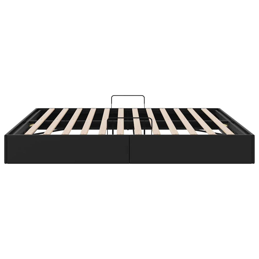 Opslag bed met opslag Zwart 193 x 203 cm Kunstleer