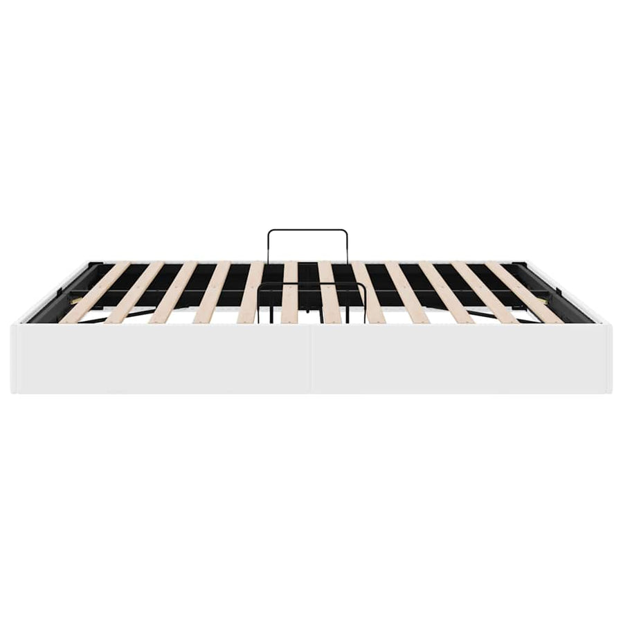Opslag bed met opslag Puur Wit 193 x 203 cm Kunstleer