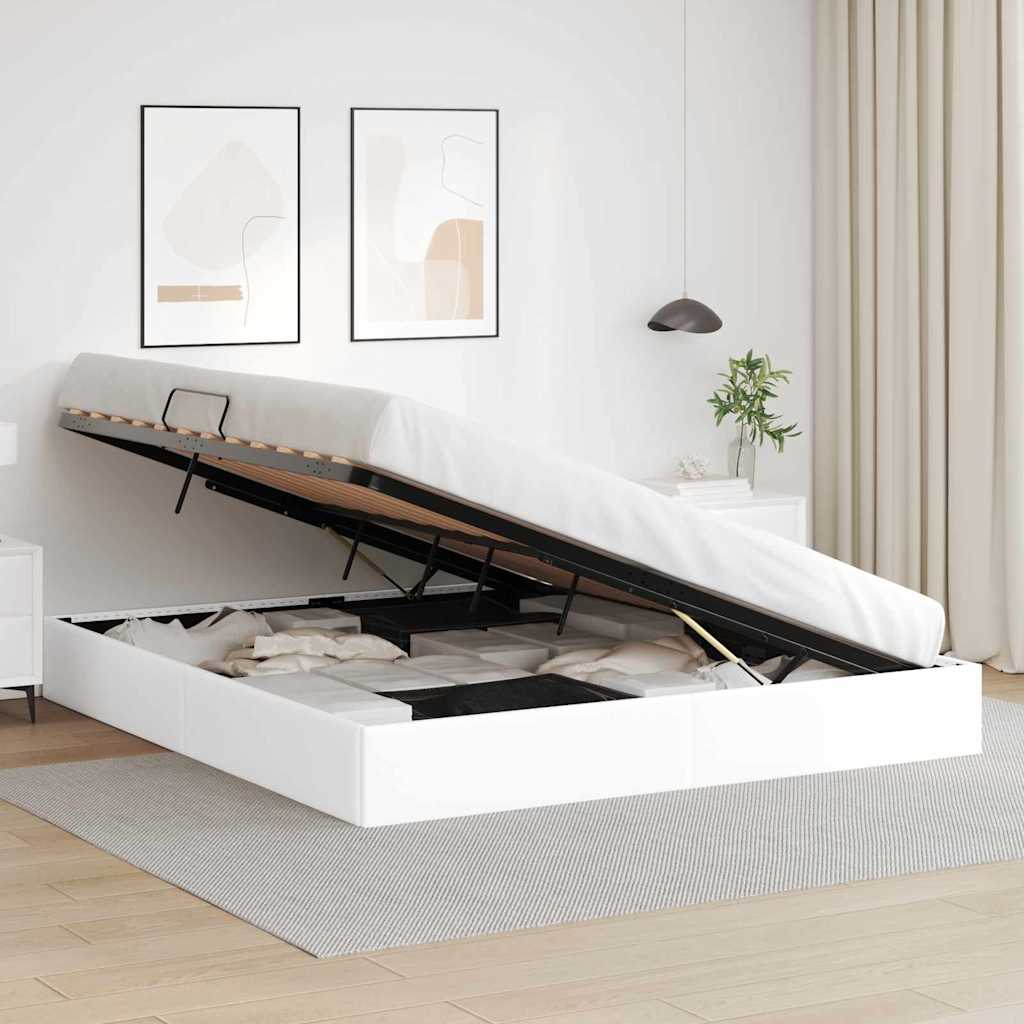 Opslag bed met matras Puur Wit 183 x 213 cm Kunstleer