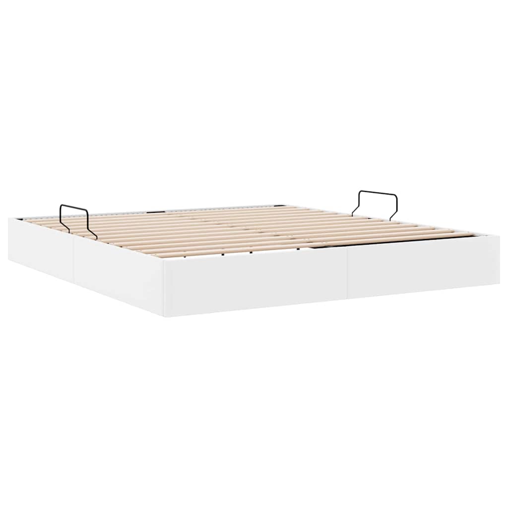 Opslag bed met matras Puur Wit 183 x 213 cm Kunstleer