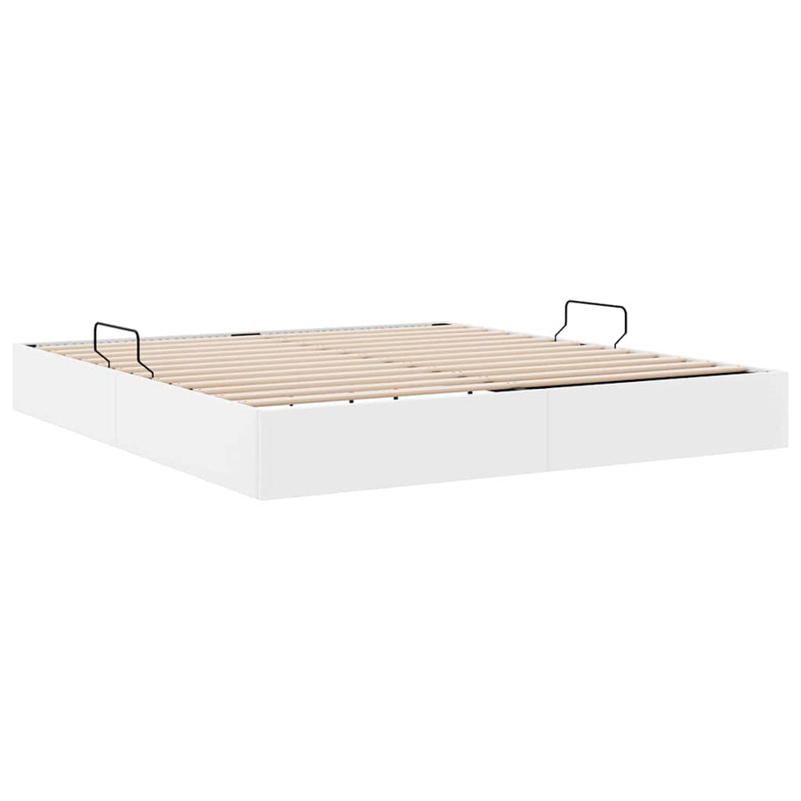Opslag bed met matras Puur Wit 183 x 213 cm Kunstleer