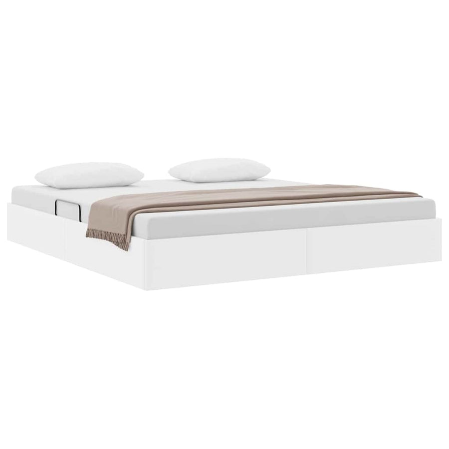 Opslag bed met matras Puur Wit 183 x 213 cm Kunstleer