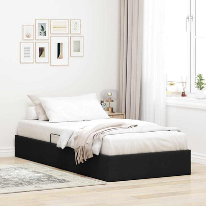 Opslag bed met matras met hoofdeinde Zwart 90 x 190 cm Stof