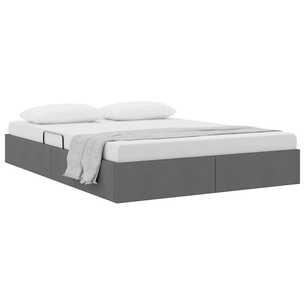 Opslag bed met matras met opslag Donkergrijs 135 x 190 cm Stof