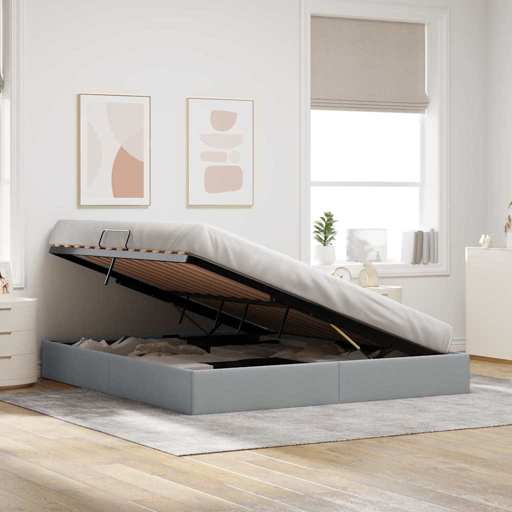 Opslag bed met matras met opslag Lichtgrijs 180 x 200 cm Stof