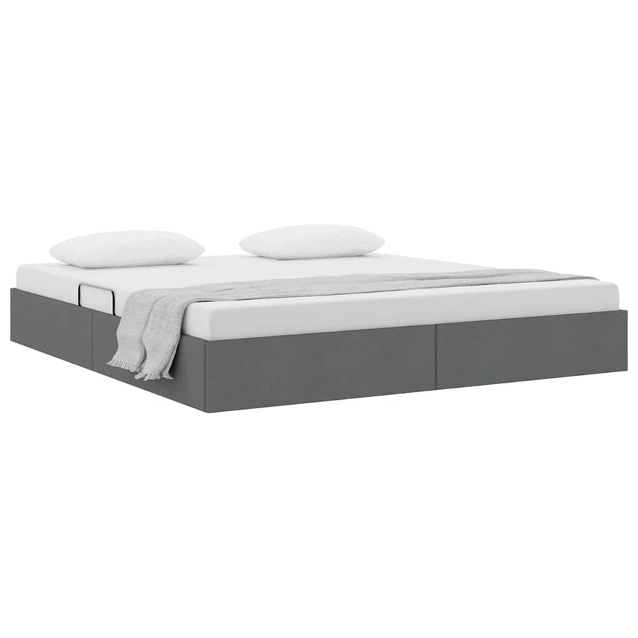 Opslag bed met matras met opslag Donkergrijs 180 x 200 cm Stof