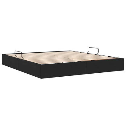 Opslag bed met matras met hoofdeinde Zwart 180 x 200 cm Stof