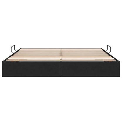 Opslag bed met matras met hoofdeinde Zwart 180 x 200 cm Stof