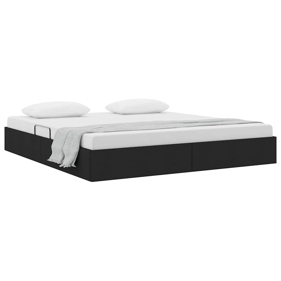 Opslag bed met matras met hoofdeinde Zwart 180 x 200 cm Stof