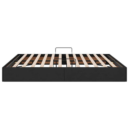 Opslag bed met matras met hoofdeinde Zwart 180 x 200 cm Stof
