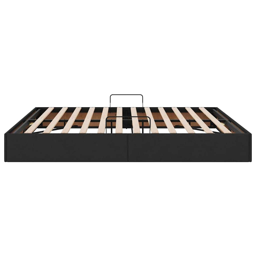 Opslag bed met matras met hoofdeinde Zwart 180 x 200 cm Stof