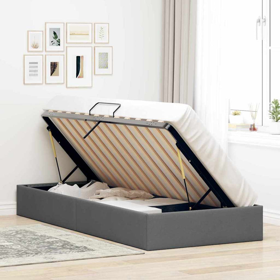 Opslag bed met opslag Donkergrijs 100 x 190 cm Stof