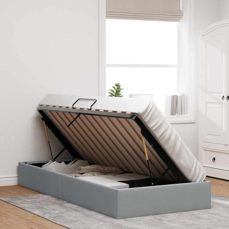 Opslag bed met matras met opslag Lichtgrijs 203 x 100 cm Stof