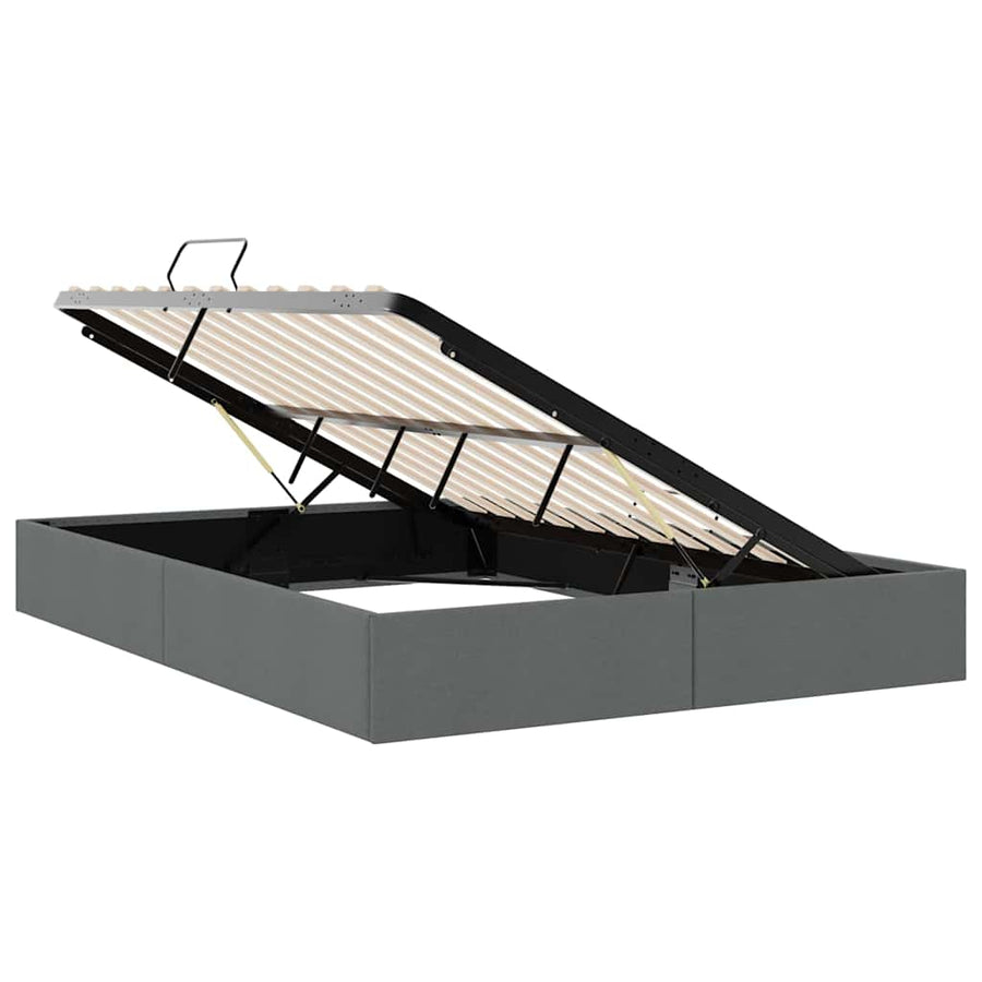 Opslag bed met opslag Donkergrijs 153 x 203 cm Stof
