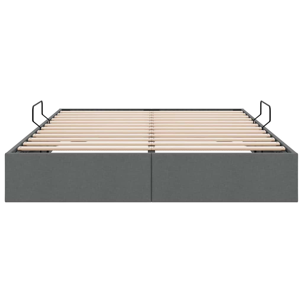 Opslag bed met opslag Donkergrijs 153 x 203 cm Stof