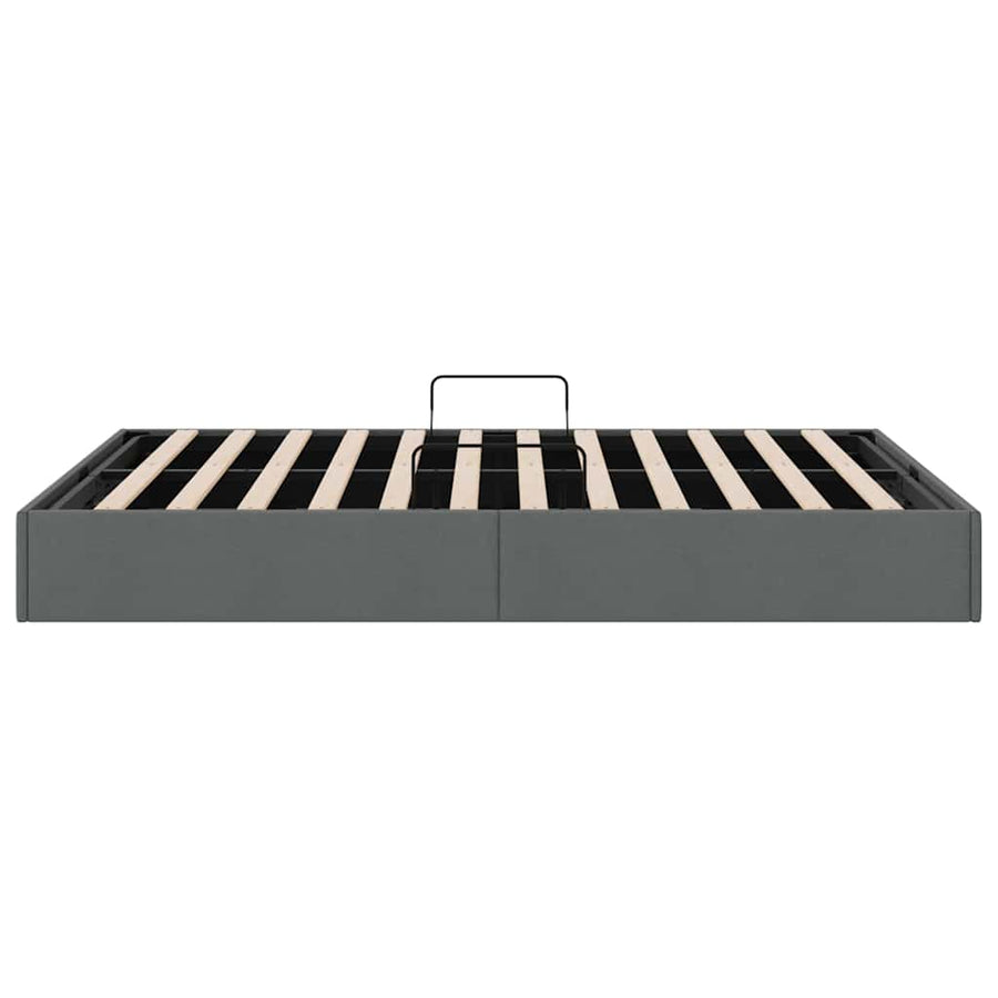 Opslag bed met opslag Donkergrijs 153 x 203 cm Stof