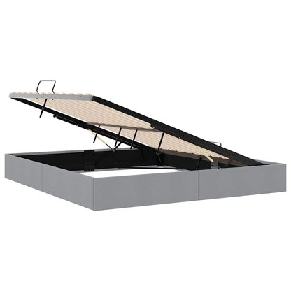 Opslag bed met opslag Lichtgrijs 193 x 203 cm Stof