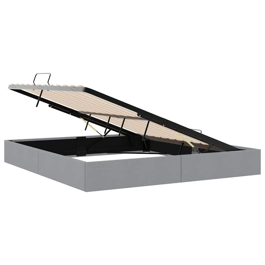 Opslag bed met opslag Lichtgrijs 193 x 203 cm Stof
