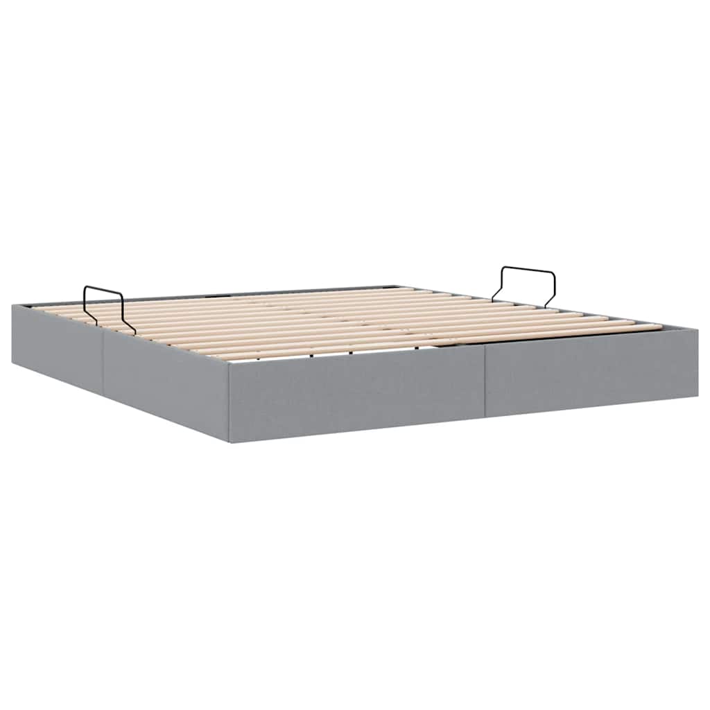 Opslag bed met opslag Lichtgrijs 193 x 203 cm Stof
