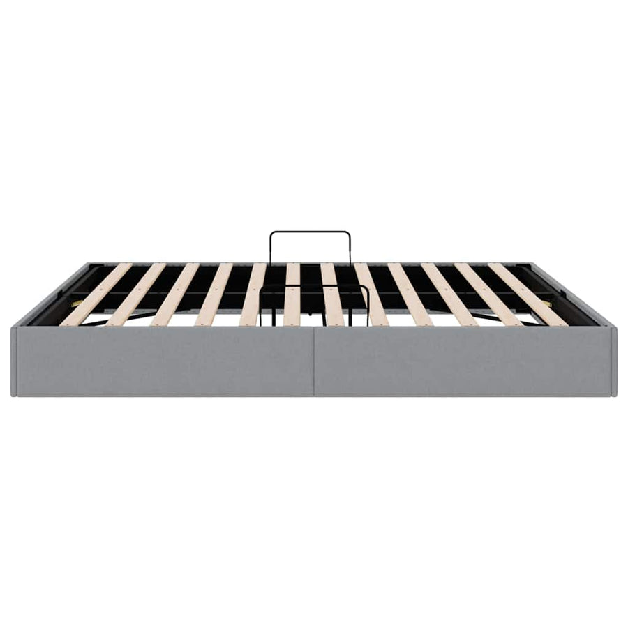 Opslag bed met opslag Lichtgrijs 193 x 203 cm Stof