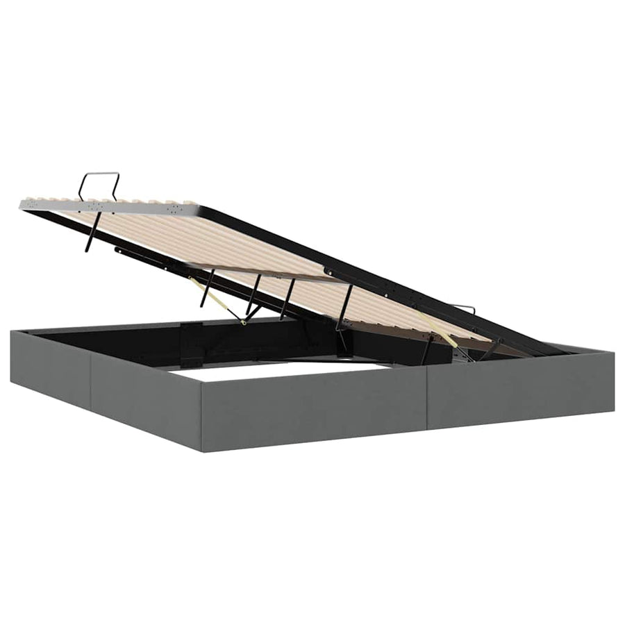 Opslag bed met matras met opslag Donkergrijs 193 x 203 cm Stof