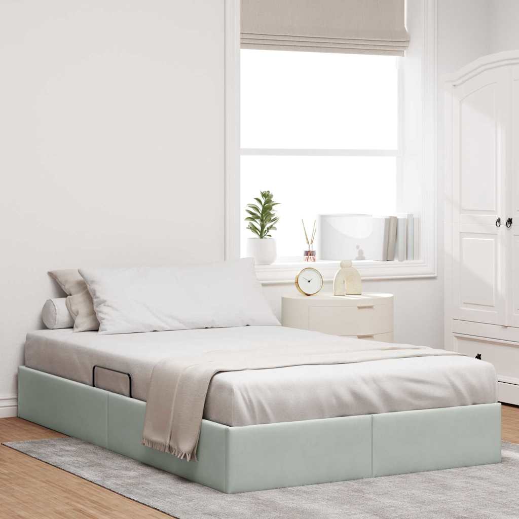 Opslag Bed Met Matras Fluweel 120 x 200 cm Lichtgrijs