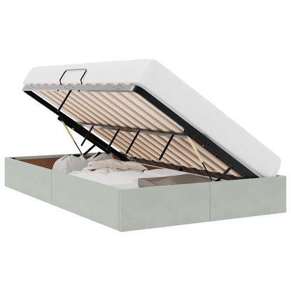 Opslag Bed Met Matras Fluweel 120 x 200 cm Lichtgrijs