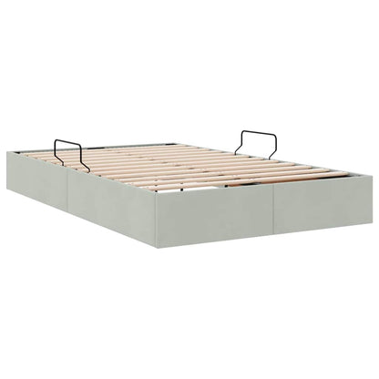 Opslag Bed Met Matras Fluweel 120 x 200 cm Lichtgrijs