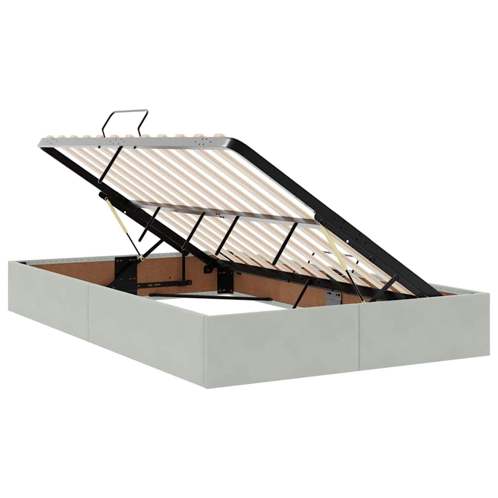 Opslag Bed Met Matras Fluweel 120 x 200 cm Lichtgrijs