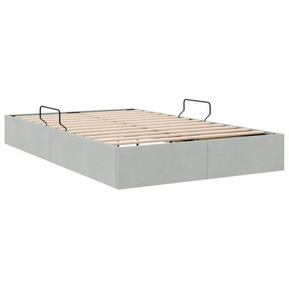 Opslag Bed Met Matras Fluweel 120 x 200 cm Lichtgrijs