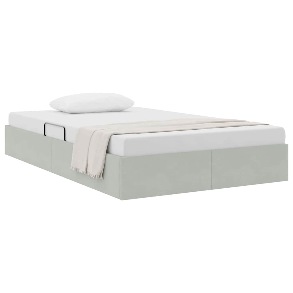 Opslag Bed Met Matras Fluweel 120 x 200 cm Lichtgrijs
