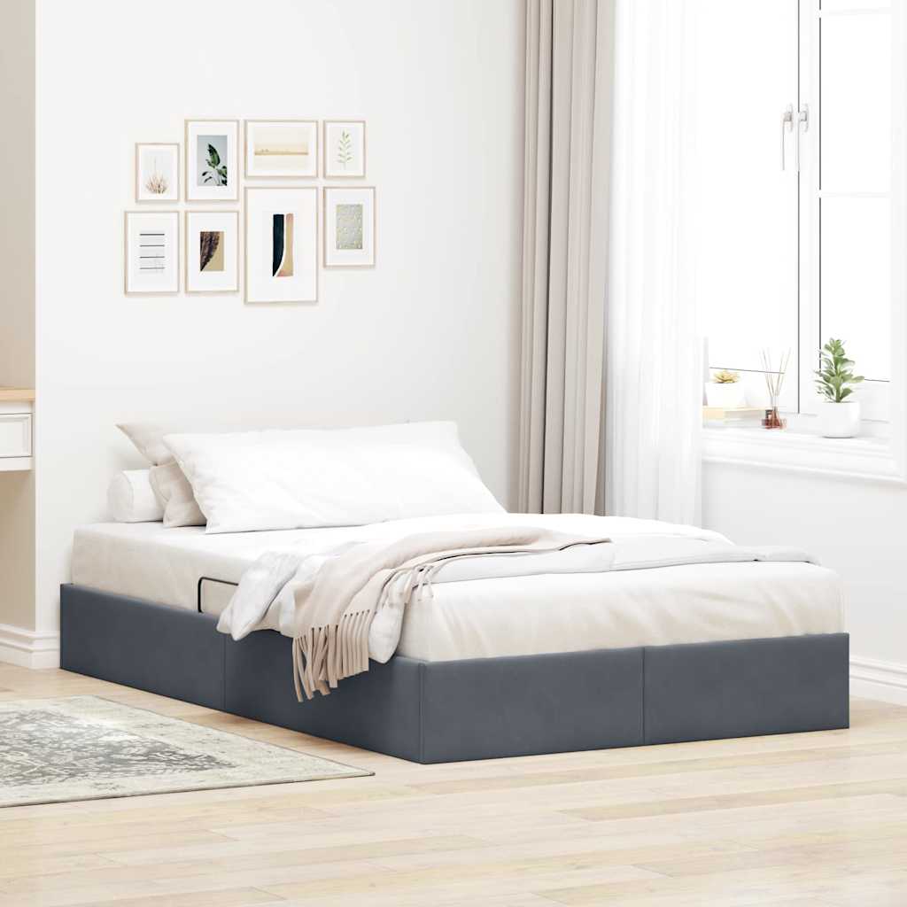 Opslag Bed Met Matras Fluweel 120 x 200 cm Donkergrijs