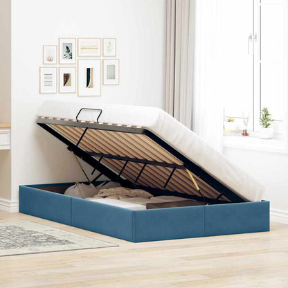 Opslag Bed Met Matras Fluweel 120 x 200 cm Donkerblauw