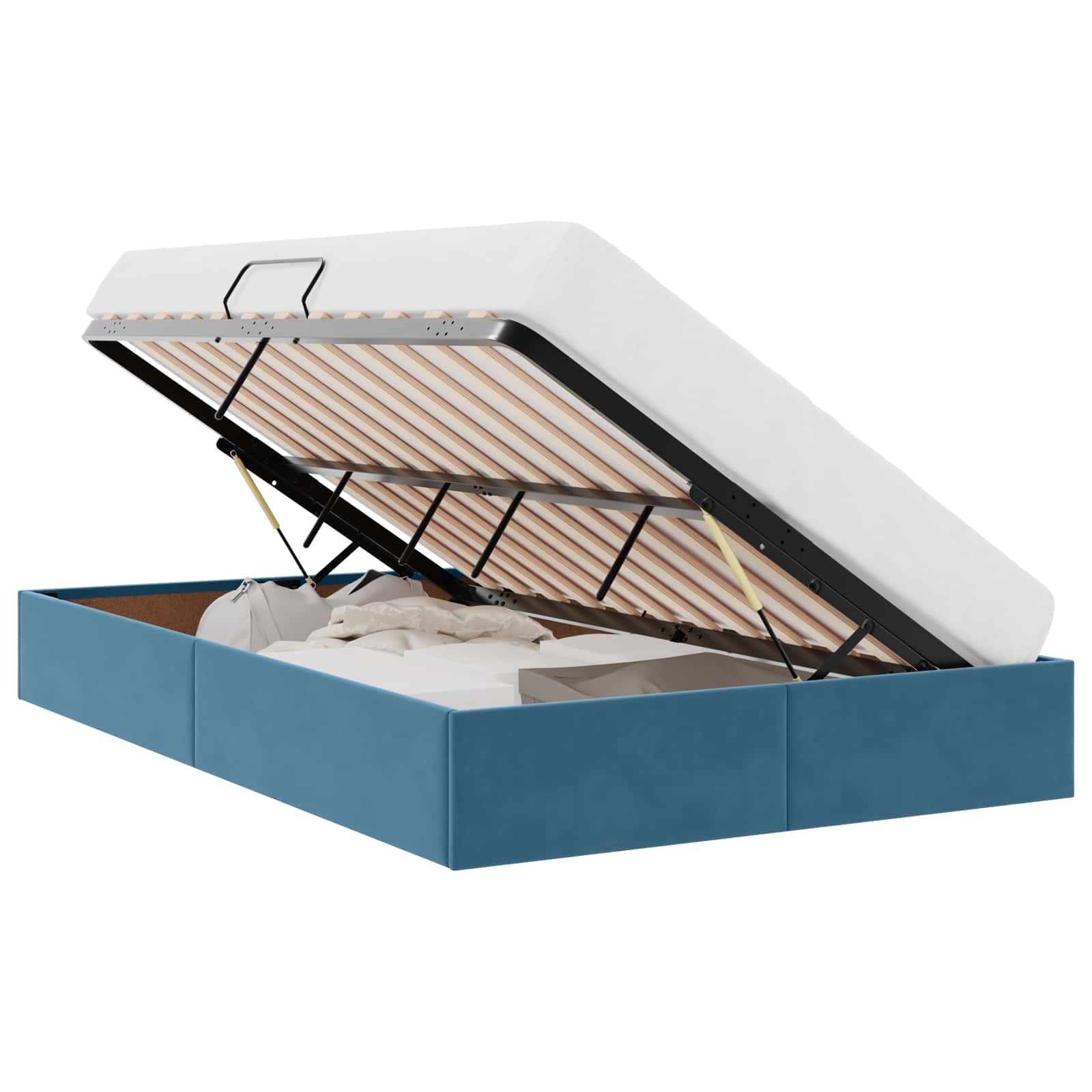 Opslag Bed Met Matras Fluweel 120 x 200 cm Donkerblauw