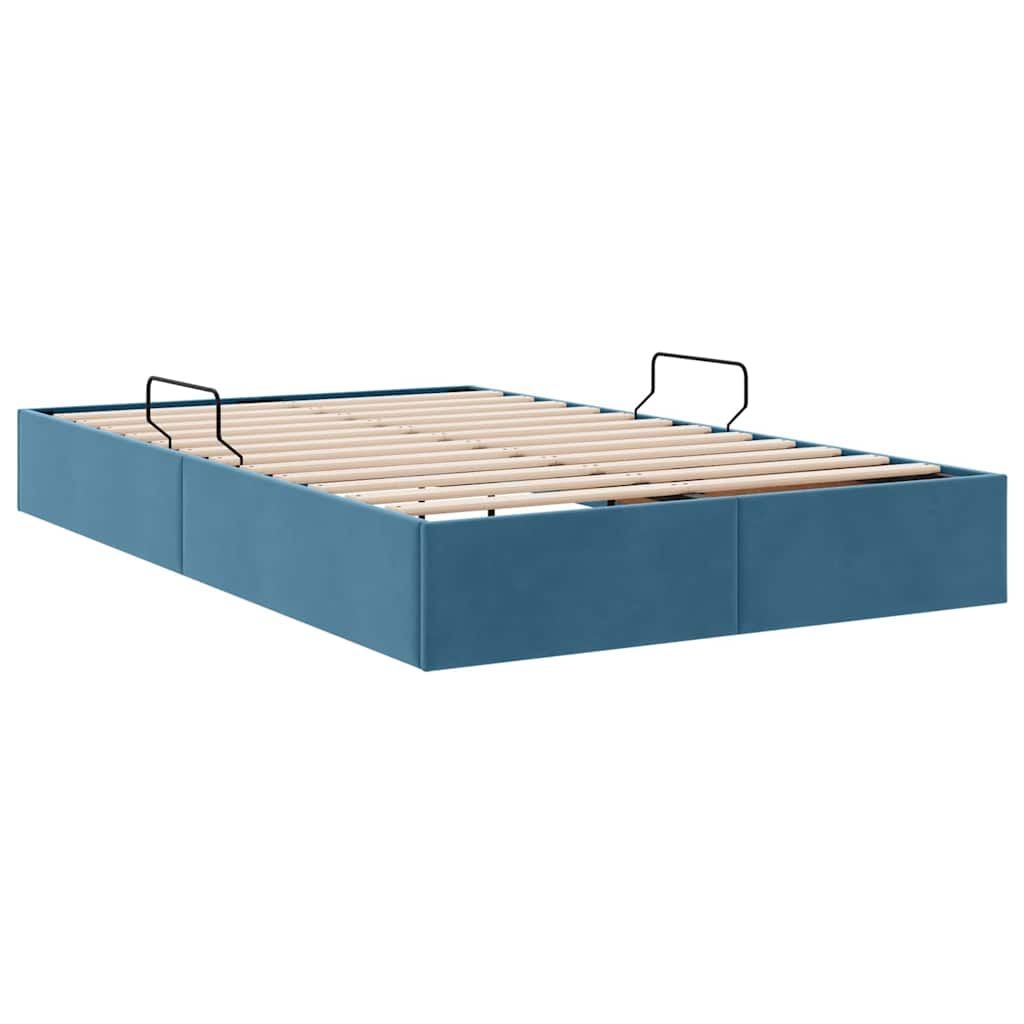 Opslag Bed Met Matras Fluweel 120 x 200 cm Donkerblauw