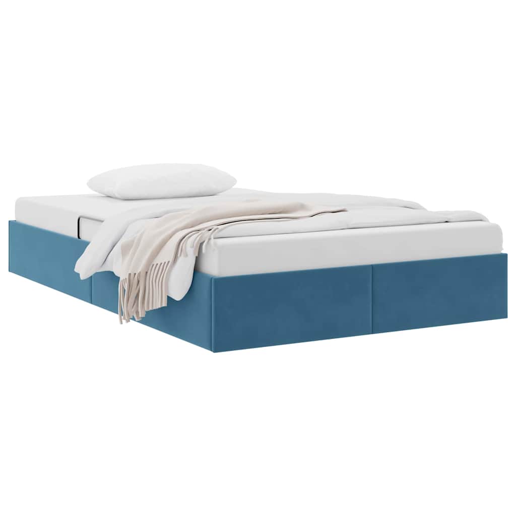 Opslag Bed Met Matras Fluweel 120 x 200 cm Donkerblauw