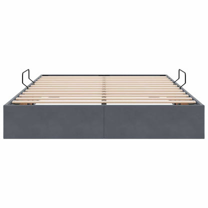 Opslag Bed Met Matras Fluweel 140 x 190 cm Donkergrijs