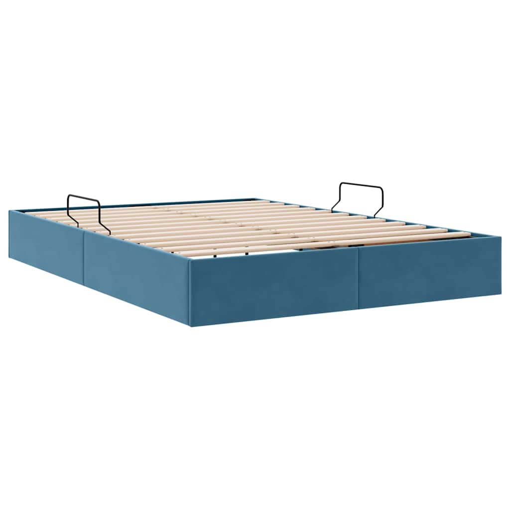 Opslag Bed Met Matras Fluweel 140 x 190 cm Donkerblauw