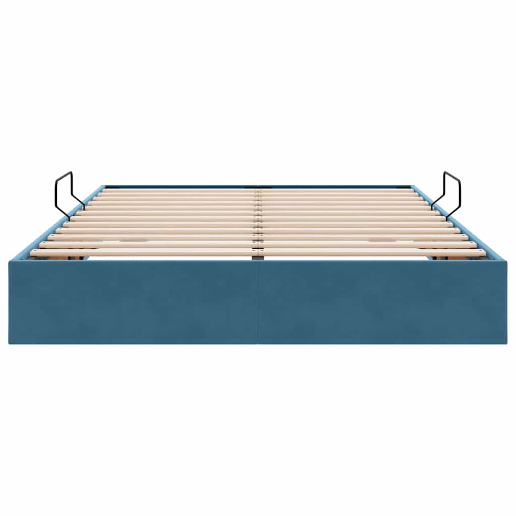 Opslag Bed Met Matras Fluweel 140 x 190 cm Donkerblauw