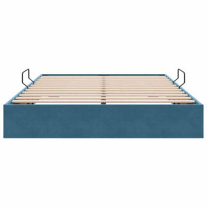 Opslag Bed Met Matras Fluweel 140 x 190 cm Donkerblauw
