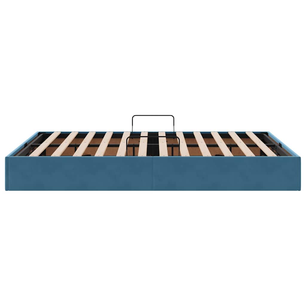 Opslag Bed Met Matras Fluweel 140 x 190 cm Donkerblauw