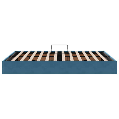 Opslag Bed Met Matras Fluweel 140 x 190 cm Donkerblauw