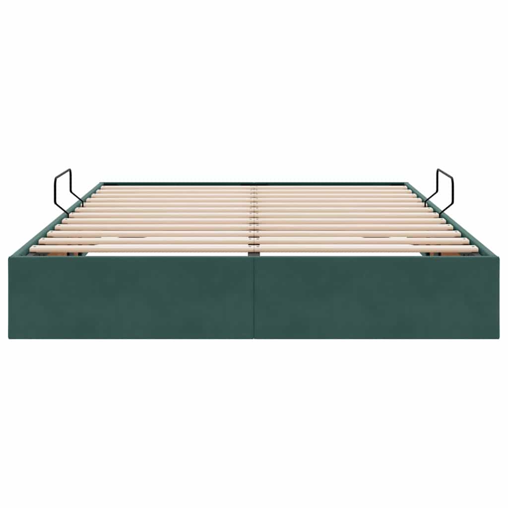Opslag Bed Met Matras Fluweel 140 x 200 cm Donkergroen
