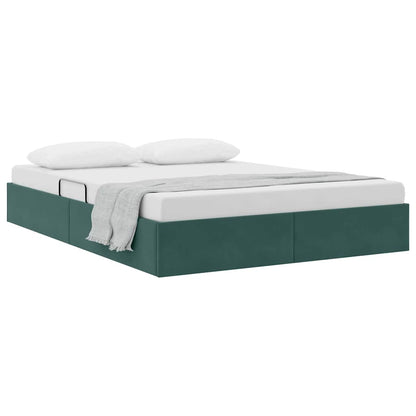 Opslag Bed Met Matras Fluweel 140 x 200 cm Donkergroen