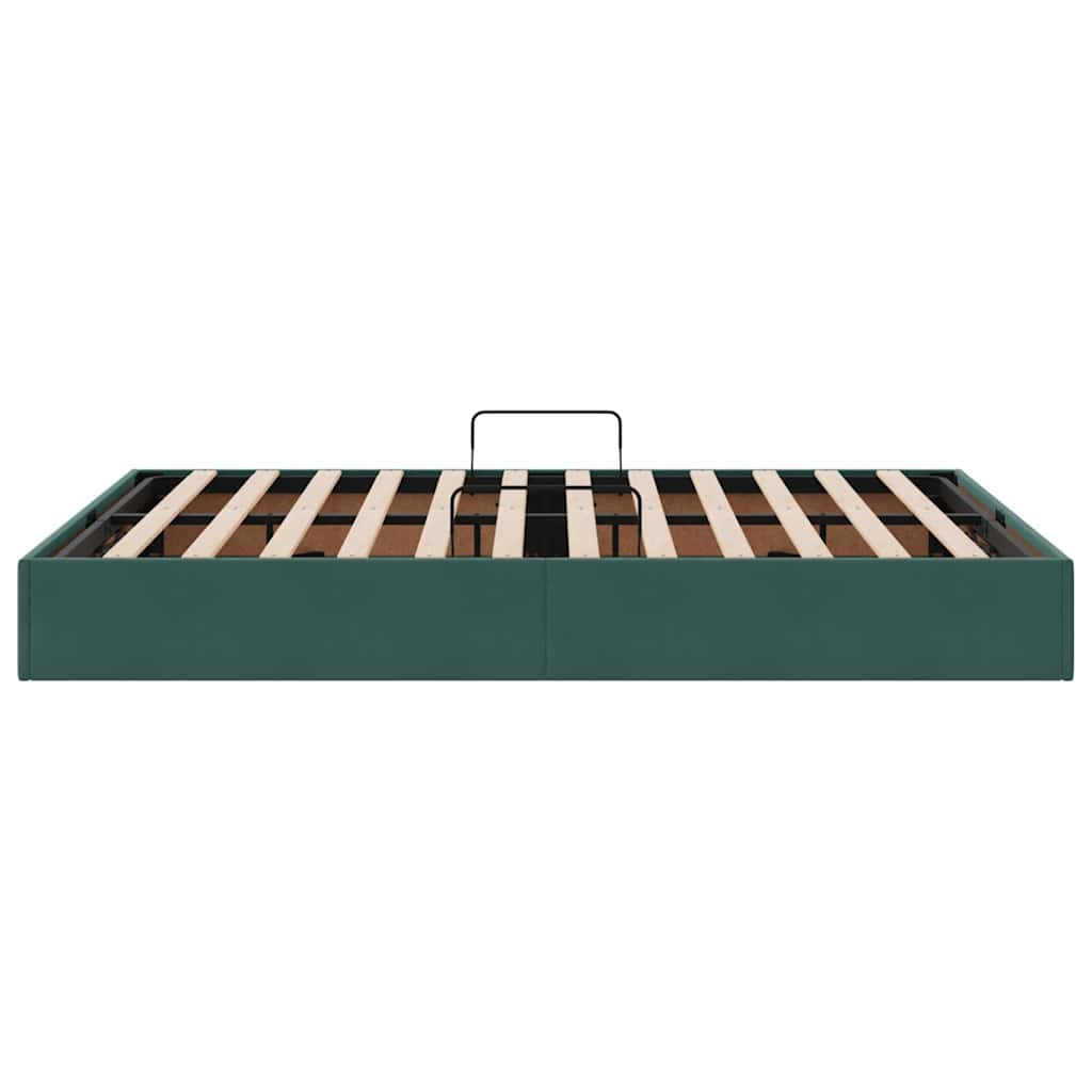 Opslag Bed Met Matras Fluweel 140 x 200 cm Donkergroen