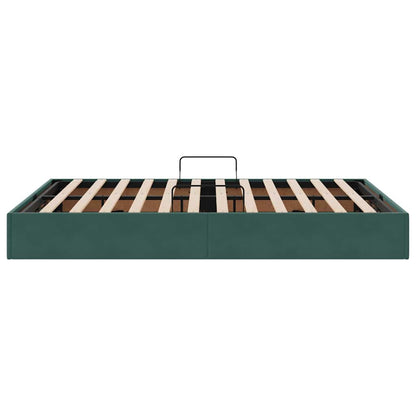 Opslag Bed Met Matras Fluweel 140 x 200 cm Donkergroen
