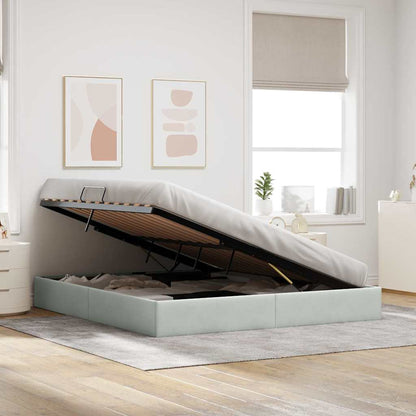 Opslag Bed Met Matras Fluweel 160 x 200 cm Lichtgrijs