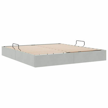 Opslag Bed Met Matras Fluweel 160 x 200 cm Lichtgrijs