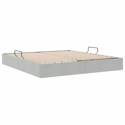 Opslag Bed Met Matras Fluweel 160 x 200 cm Lichtgrijs